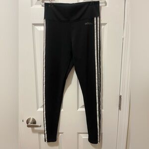 Adidas AEROREADY 3-Stripe High-Waisted Performance Leggings - Black - Size M